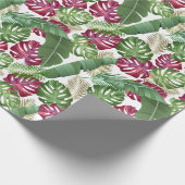 Tropical Monstera und Palm Blätter Geschenkpapier (Ecke)