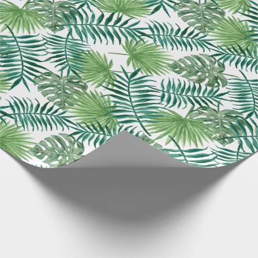 Tropical Monstera und Palm Blätter Geschenkpapier (Ecke)