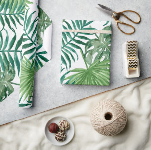 Tropical Monstera und Palm Blätter Geschenkpapier