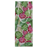 Tropical Monstera und Palm Blätter Geschenktüte Für Weinflaschen (Rückseite)