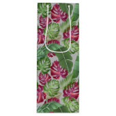 Tropical Monstera und Palm Blätter Geschenktüte Für Weinflaschen (Vorderseite)