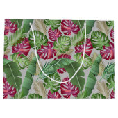 Tropical Monstera und Palm Blätter Große Geschenkt Geschenktüte (Rückseite)