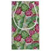 Tropical Monstera und Palm Blätter Kleine Geschenktüte (Rückseite)