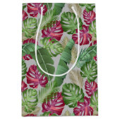 Tropical Monstera und Palm Blätter Mittlere Geschenktüte (Vorderseite)