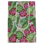 Tropical Monstera und Palm Blätter Mittlere Geschenktüte (Rückseite)