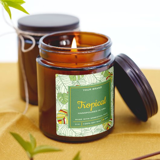 Tropical Monstera Verlasse Grünes Quadrat Candle L Quadratischer Aufkleber