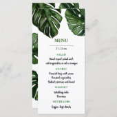 Tropical Monstera Wasserfarbe Blätter | Hochzeitme Menükarte (Vorne/Hinten)