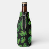 Tropical Monstera Wasserfarbe Grüne CUSTOM-Initial Flaschenkühler (Flasche Rückseite)