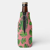 Tropical Monstera Wasserfarbe Grüne CUSTOM-Initial Flaschenkühler (Flasche Rückseite)