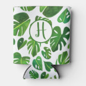 Tropical Monstera Watercolor Weiße Grüne KUSTOM Dosenkühler (Vorderseite)