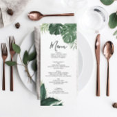 Tropical Monstera Wedding Menu oder Brautparty Einladung
