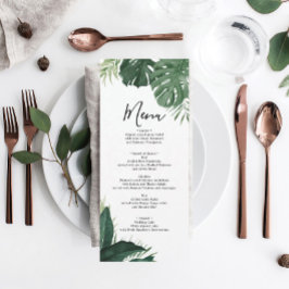 Tropical Monstera Wedding Menu oder Brautparty Einladung