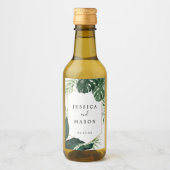 Tropical Monstera Wedding Mini Weine Labels Weinetikett (Vorderseite)