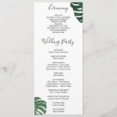 Tropical Monstera Wedding Program Programm (Rückseite)
