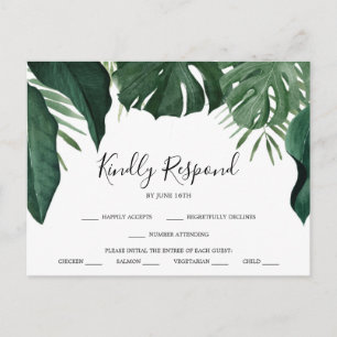 Tropical Monstera Wedding RSVP Postcard Postkarte