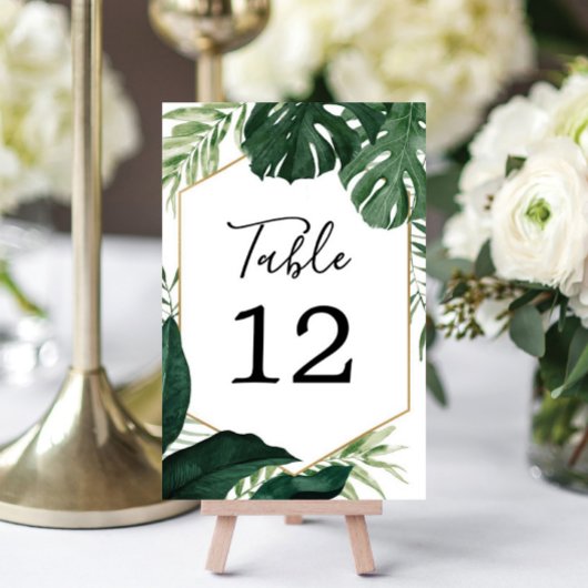 Tropical Monstera Wedding Tischnummern