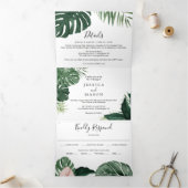 Tropical Monstera Wedding Tri-Fold Einladungen (Innenseite)