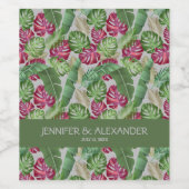 Tropical Monstera Wedding Weinetikett (Einzelnes Label)