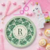 Tropical Monstera Wiedersehen Mit Monogramm Pappteller (Party)