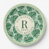 Tropical Monstera Wiedersehen Mit Monogramm Pappteller (Vorderseite)