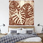 Tropical Monstero Linocut Art Art Leinwanddruck (Insitu (Schlafzimmer))