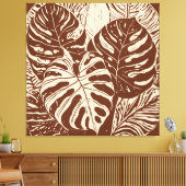 Tropical Monstero Linocut Art Art Leinwanddruck (Insitu (Wohnzimmer))