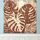 Tropical Monstero Linocut Art Art Leinwanddruck (Insitu (Holzboden))