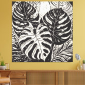 Tropical Monstero Linocut Art Art Leinwanddruck (Insitu (Wohnzimmer))