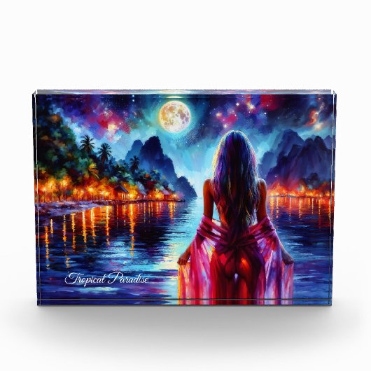 Tropical moonlit fantasy woman in paradise fotoblock (Vorderseite)