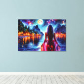 Tropical moonlit fantasy woman in paradise leinwanddruck (Insitu (Holzboden))