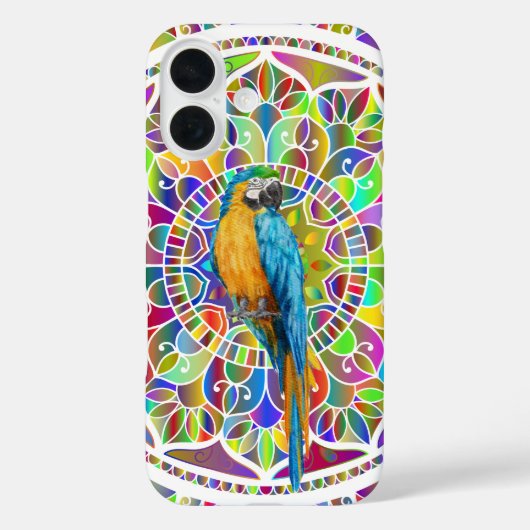Tropical Mosaic – Blue & Gold Macaw Mandala Case-Mate iPhone Hülle (Rückseite)
