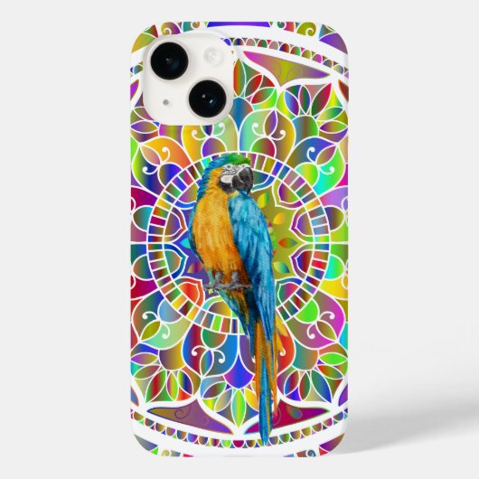 Tropical Mosaic – Blue & Gold Macaw Mandala Case-Mate iPhone Hülle (Rückseite)