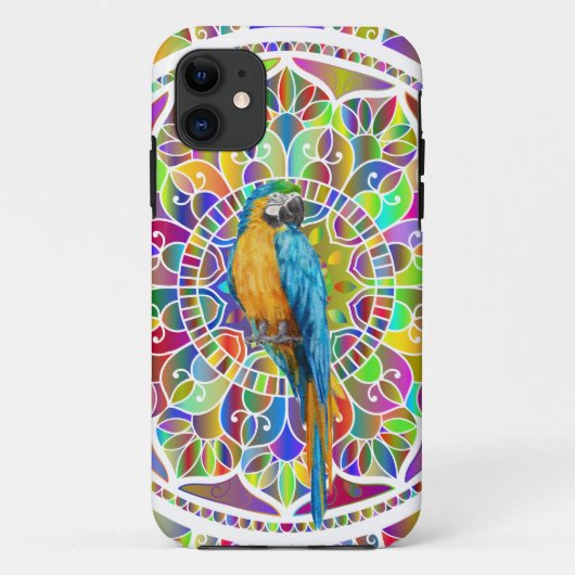 Tropical Mosaic – Blue & Gold Macaw Mandala Case-Mate iPhone Hülle (Rückseite)