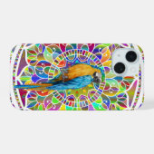 Tropical Mosaic – Blue & Gold Macaw Mandala iPhone 15 Hülle (Rückseite (Horizontal))