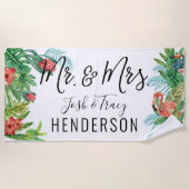 Tropical Mr. & Mrs. Personalisiert Strandtuch (Vorderseite)
