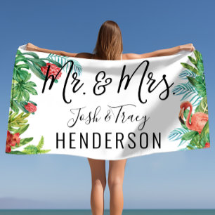 Tropical Mr. & Mrs. Personalisiert Strandtuch