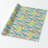 Tropical Multicolor Palm Blätter Gold Ananas Geschenkpapier (Ungerollt)