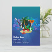 Tropical Music Fest Island Graduation Party Invita Einladung (Stehend Vorderseite)