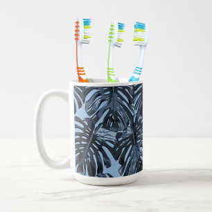 Tropical Mute Blue Monstera Dschungelbäume Blätter Kaffeetasse