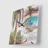 Tropical "Nap Time" With Birds Quadratische Wanduhr (Winkel)