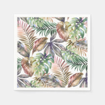 Tropical Napkins Green und Blush Napkins Palm Leaf