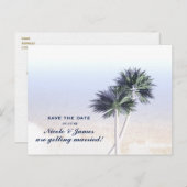 Tropical Nautical Beach & Palm Trees Save the Date Ankündigungspostkarte (Vorne/Hinten)