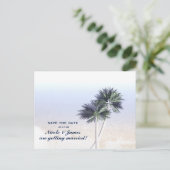 Tropical Nautical Beach & Palm Trees Save the Date Ankündigungspostkarte (Stehend Vorderseite)