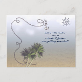 Tropical Nautical Beach & Palm Trees Save the Date Ankündigungspostkarte