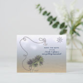 Tropical Nautical Beach & Palm Trees Save the Date Ankündigungspostkarte (Stehend Vorderseite)