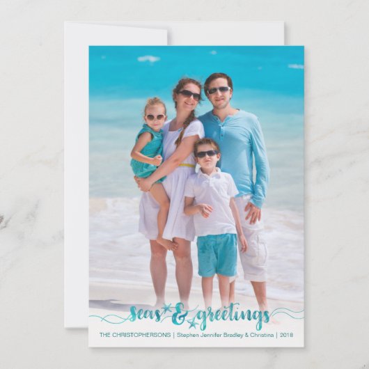 Tropical Nautical Script Frohen Festtage Feiertagskarte (Vorderseite)