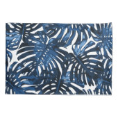 Tropical Navy Blauer Dschungel Blätter Kissenbezug (Rückseite-Links)