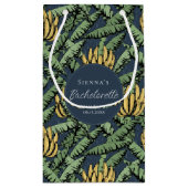 Tropical Navy Blue Banana Blätter Bachelorette Kleine Geschenktüte (Rückseite)