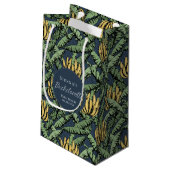 Tropical Navy Blue Banana Blätter Bachelorette Kleine Geschenktüte (Rückseite Schrägansicht)
