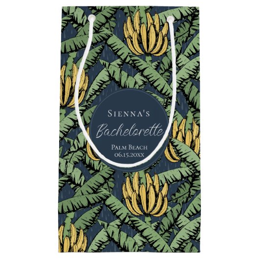 Tropical Navy Blue Banana Blätter Bachelorette Kleine Geschenktüte (Vorderseite)